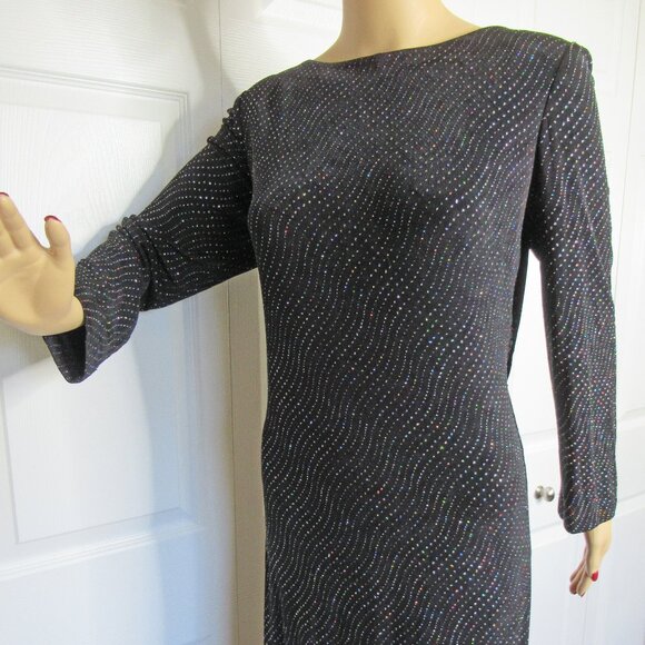 VTG Cache long black sparkly 38 - 40" bust dress, Low cut double drape back WOW! - Picture 11 of 15